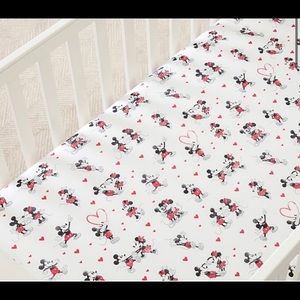 EUC Pottery Barn Fitted Mickey & Minnie Crib Sheet